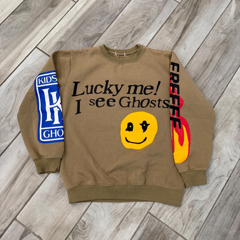 Kids See Ghosts Kanye West Kid Cudi Camp Flog Gnaw Sweatshirt Men's Large Brown